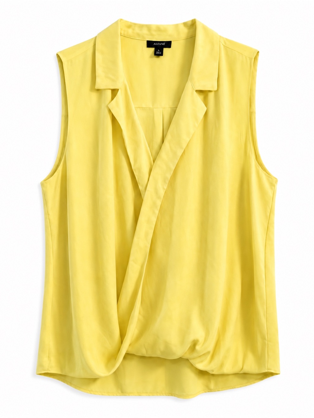 Alfani Women's Yellow Sleeveless Surplice V-Neck Blouse Size XL